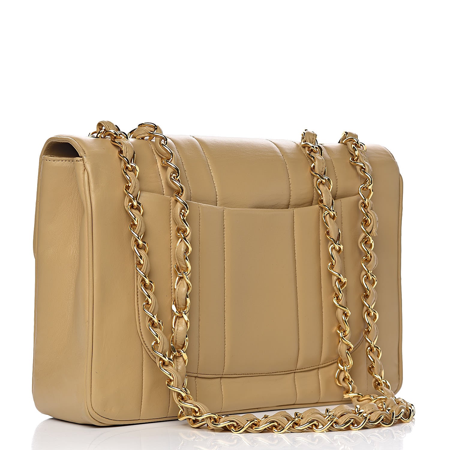 Chanel Lambskin Vertical Quilted Jumbo Single Flap Beige 3 of 20