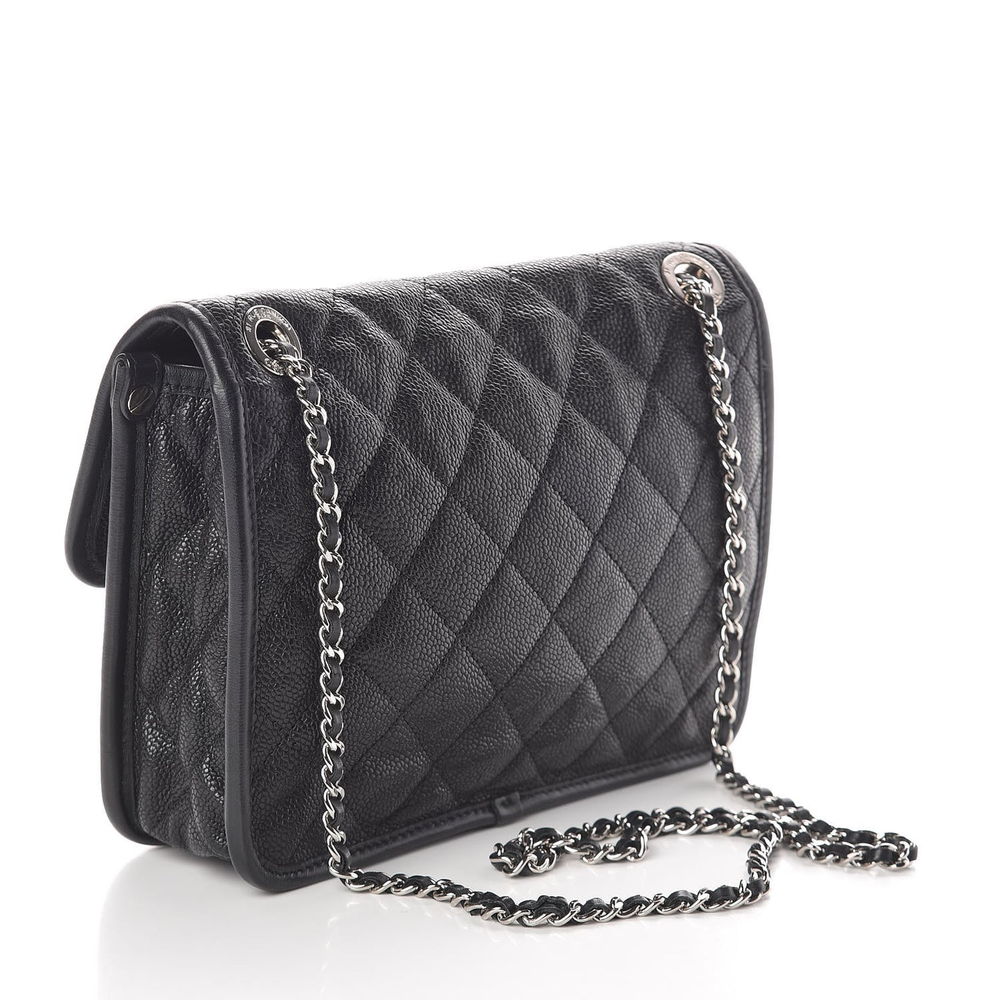 Caviar Quilted Mini French Riviera Flap Black