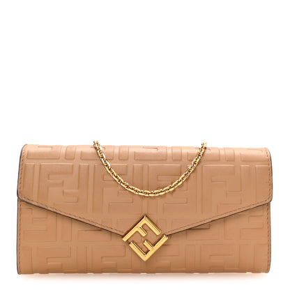 Fendi Nappa Matisse FF Embossed Continental Wallet On Chain Miele Scuro 1 of 10