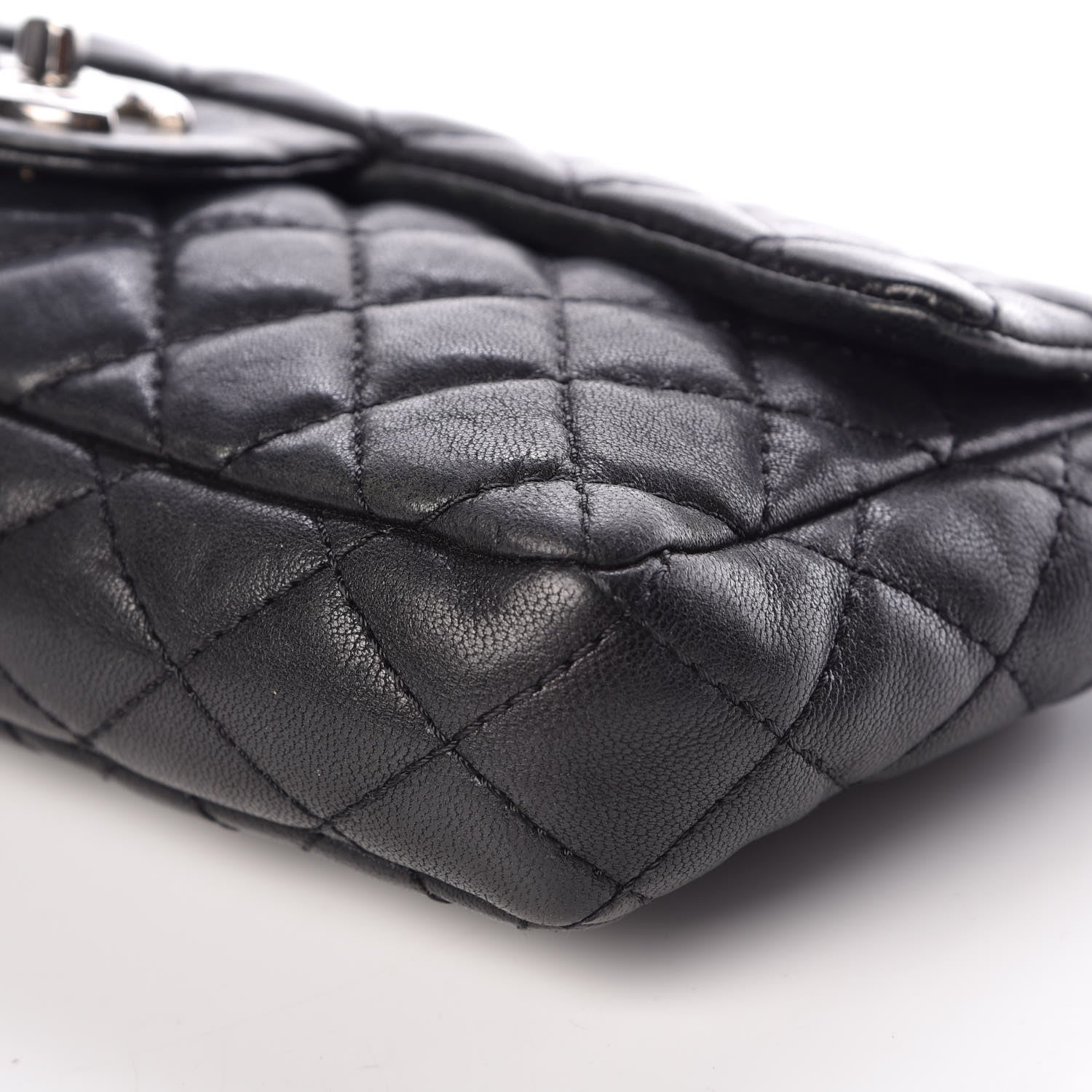 Chanel Lambskin Quilted East West Flap Bijoux Chain Black 7 of 10