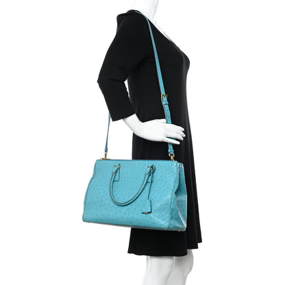 Prada Ostrich Medium Galleria Double Zip Tote Turchese 2 of 12