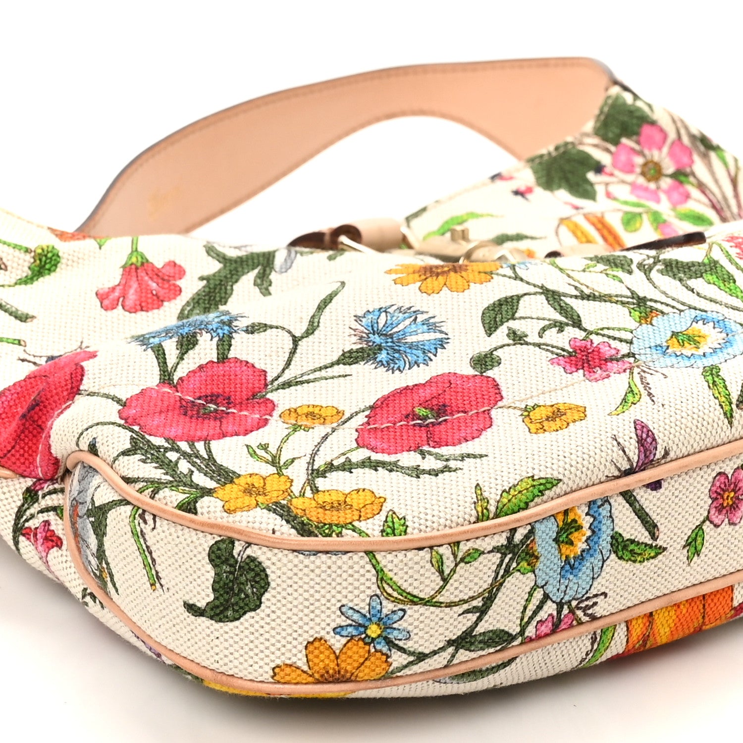 Gucci Canvas Floral Flora Small Jackie O Hobo White 9 of 10
