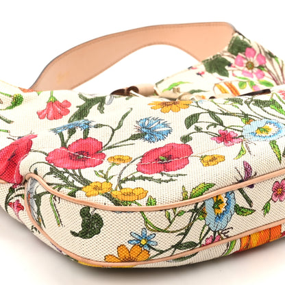 Gucci Canvas Floral Flora Small Jackie O Hobo White 9 of 10