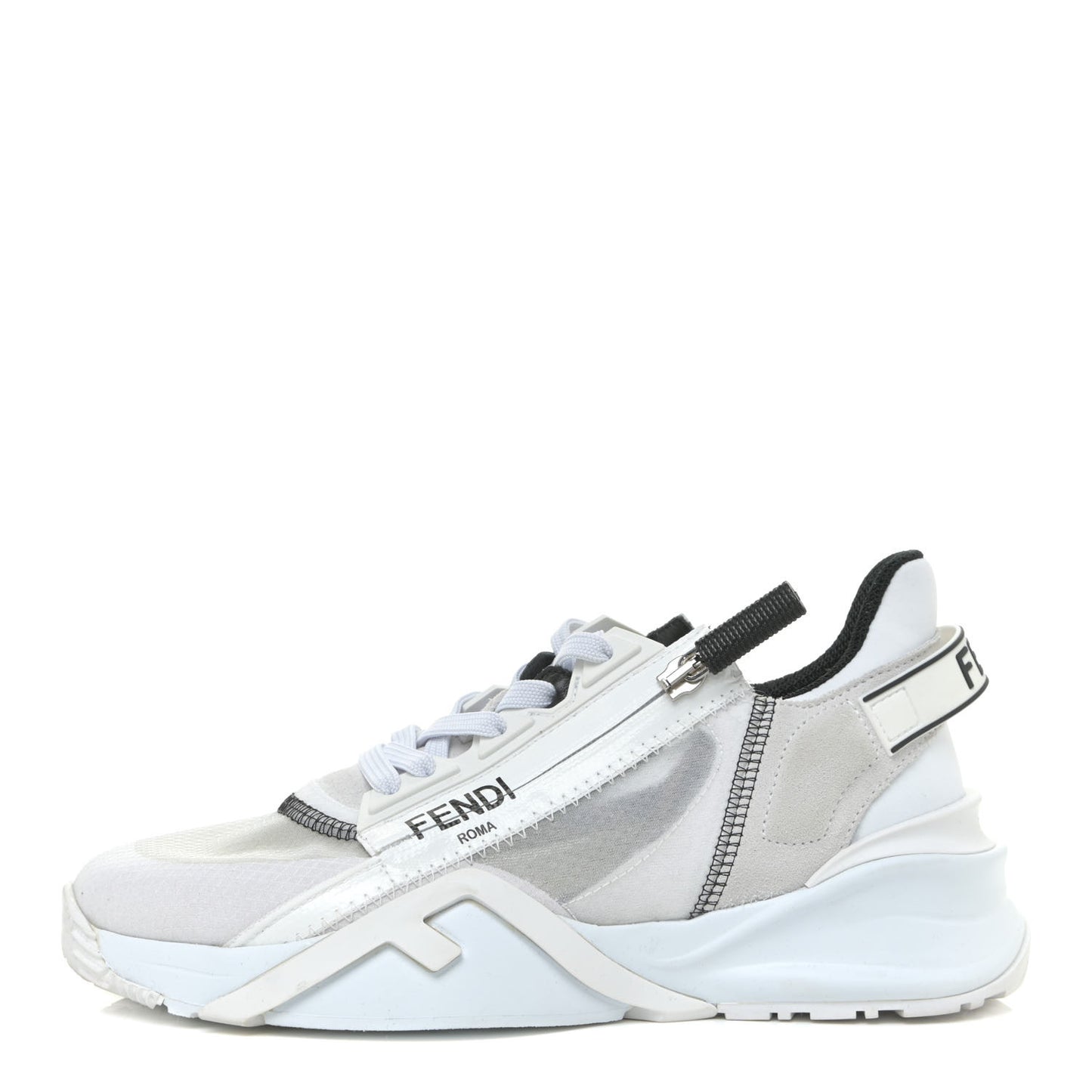 Nylon Suede Transparent Fendi Flow Low Top Sneakers 36 White