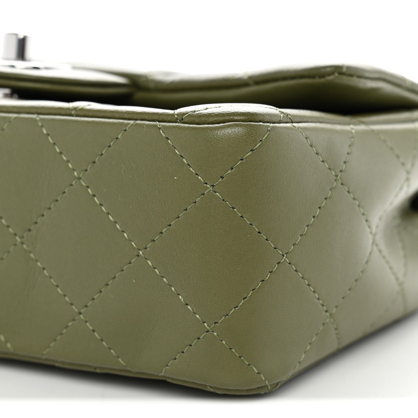 Lambskin Quilted Mini Rectangular Flap Green