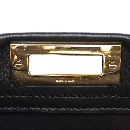 Fendi Vitello Seta Lace Up Medium Peekaboo Iconic Satchel Black 7 of 9