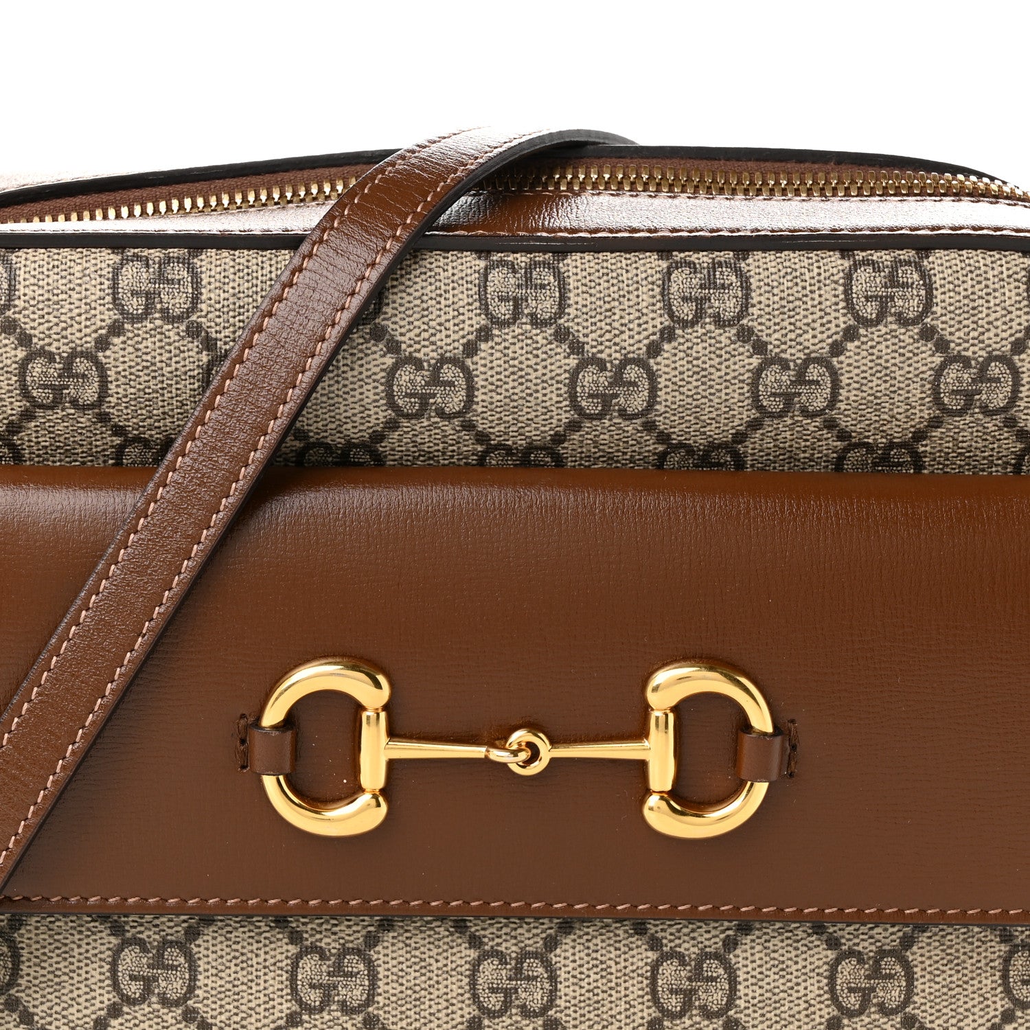 Gucci GG Supreme Monogram Small Horsebit 1955 Shoulder Bag Beige Brown Sugar 8 of 10
