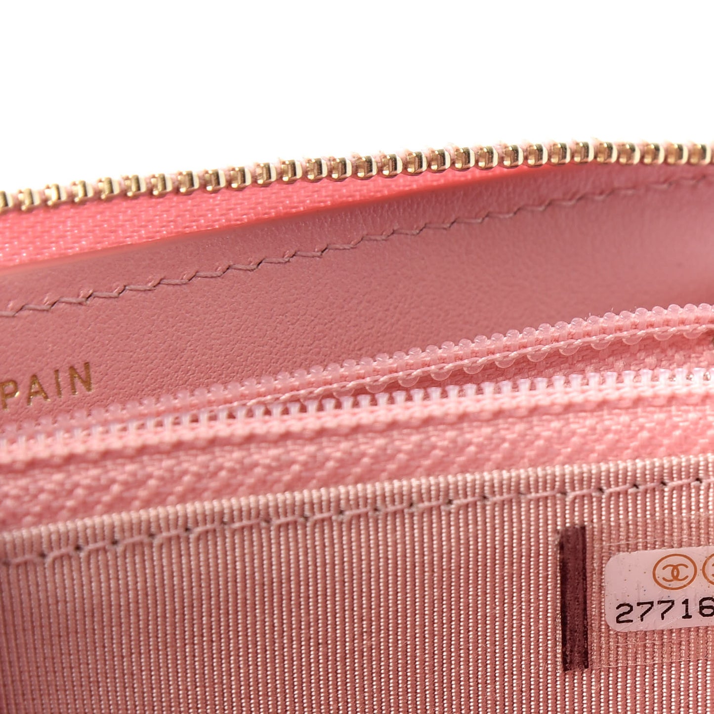 Iridescent Caviar Quilted Medium Zip Around Wallet Pink