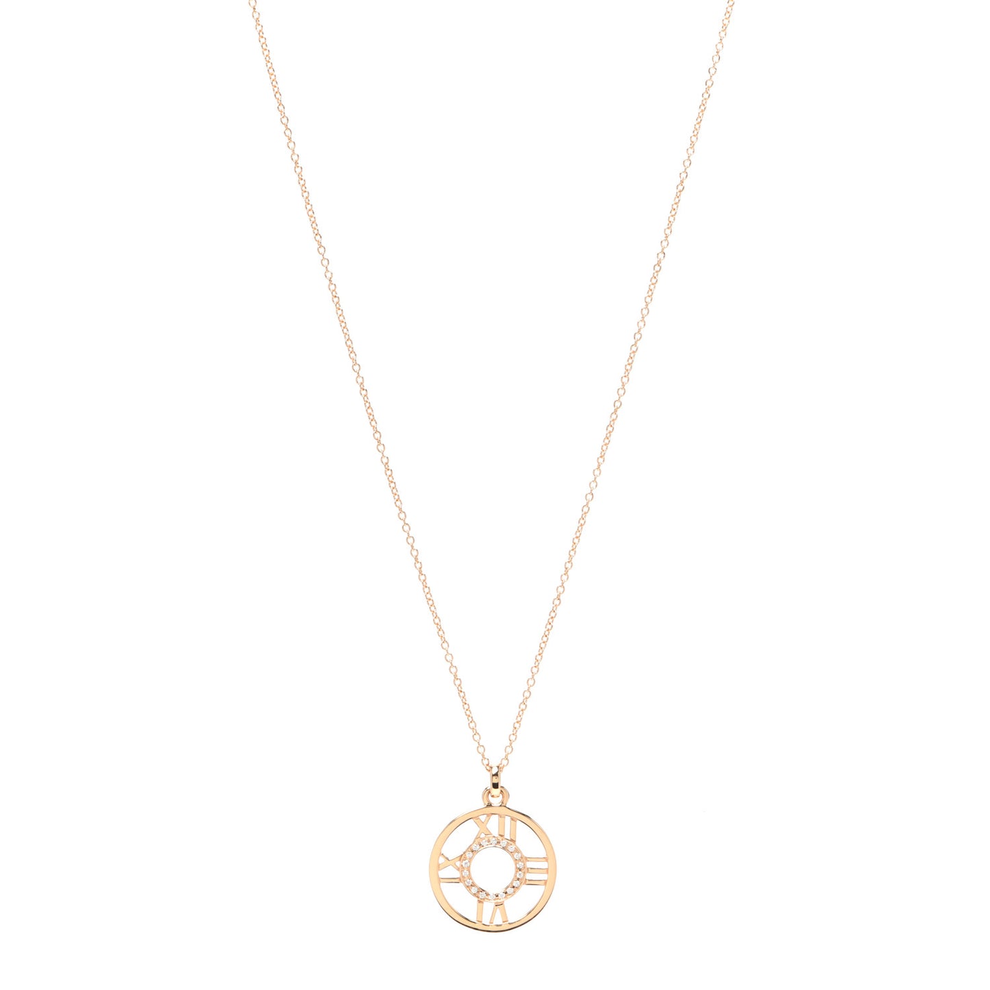 18K Rose Gold Diamond Small Atlas Open Pendant Necklace