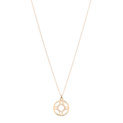 Tiffany 18K Rose Gold Diamond Small Atlas Open Pendant Necklace 1 of 6