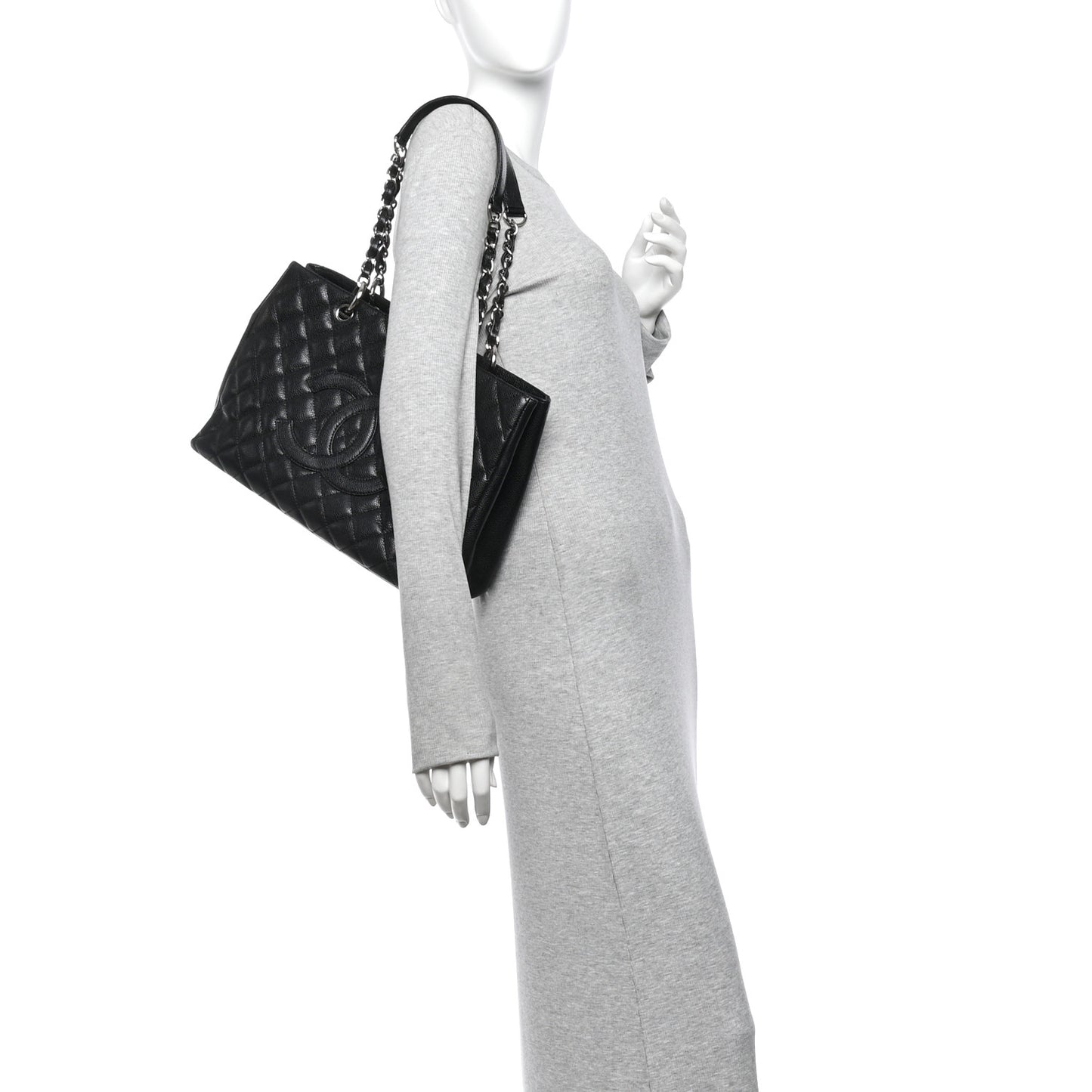 Caviar Quilted Grand Shopping Tote GST Black
