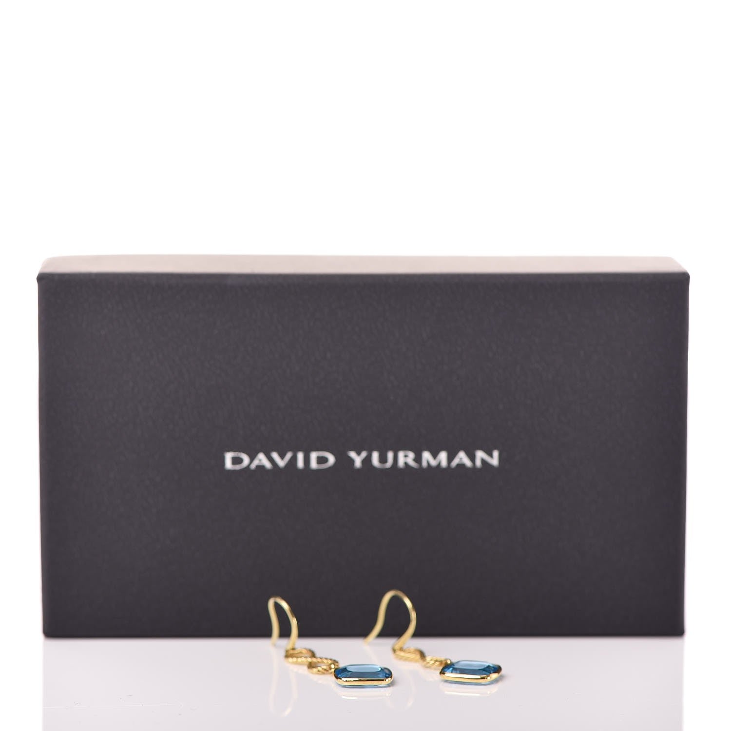 David Yurman 18K Yellow Gold Blue Topaz Infinity Drop Earrings 4 of 4
