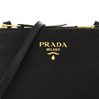 Prada Vitello Phenix Double Zip Crossbody Bag Black 8 of 11