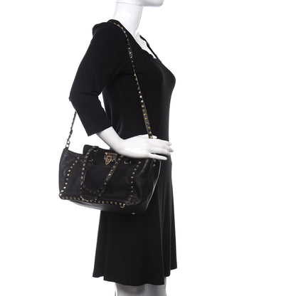 Valentino Garavani Vitello Small Rockstud Tote Black 2 of 10