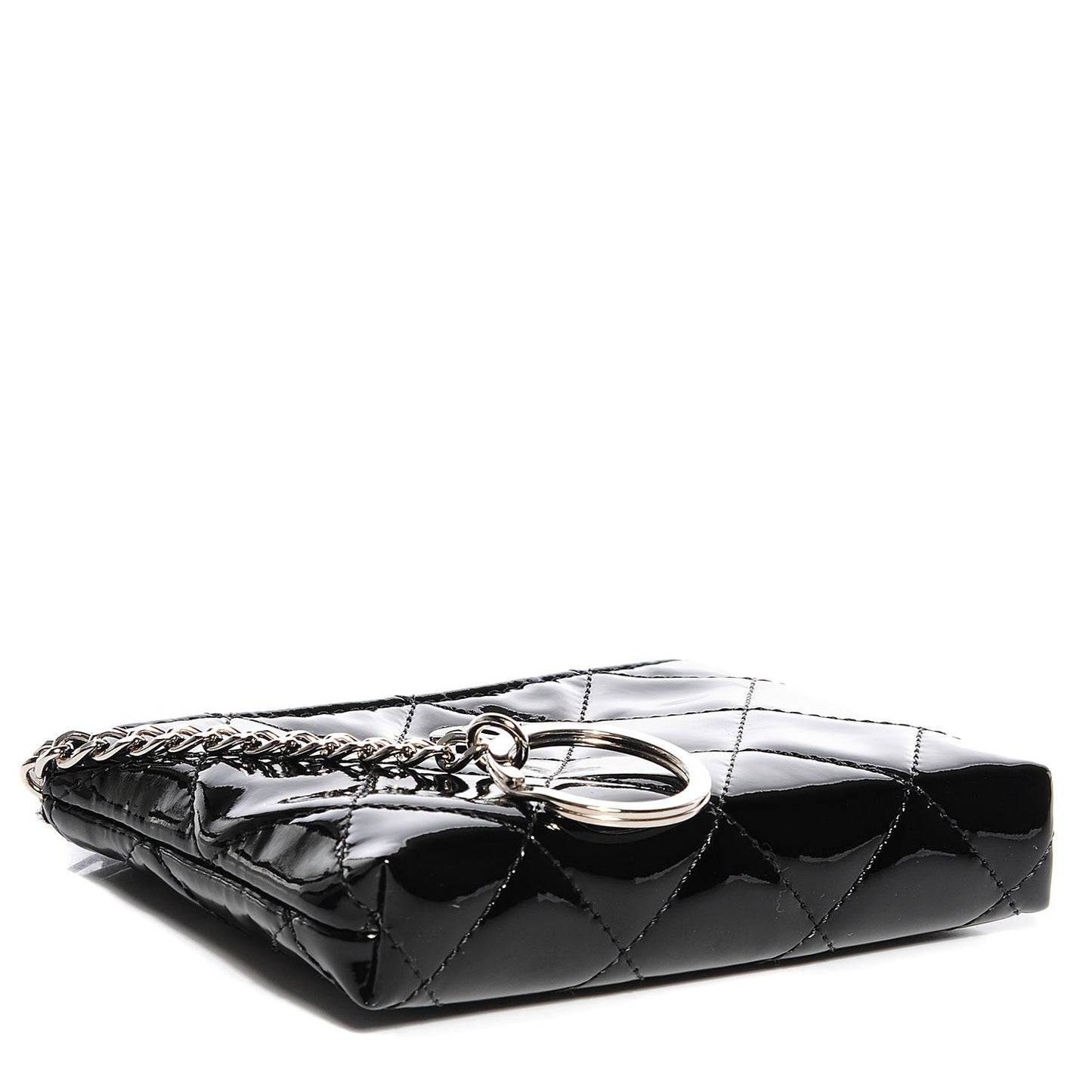 Patent Quilted Zip Coin Purse Black