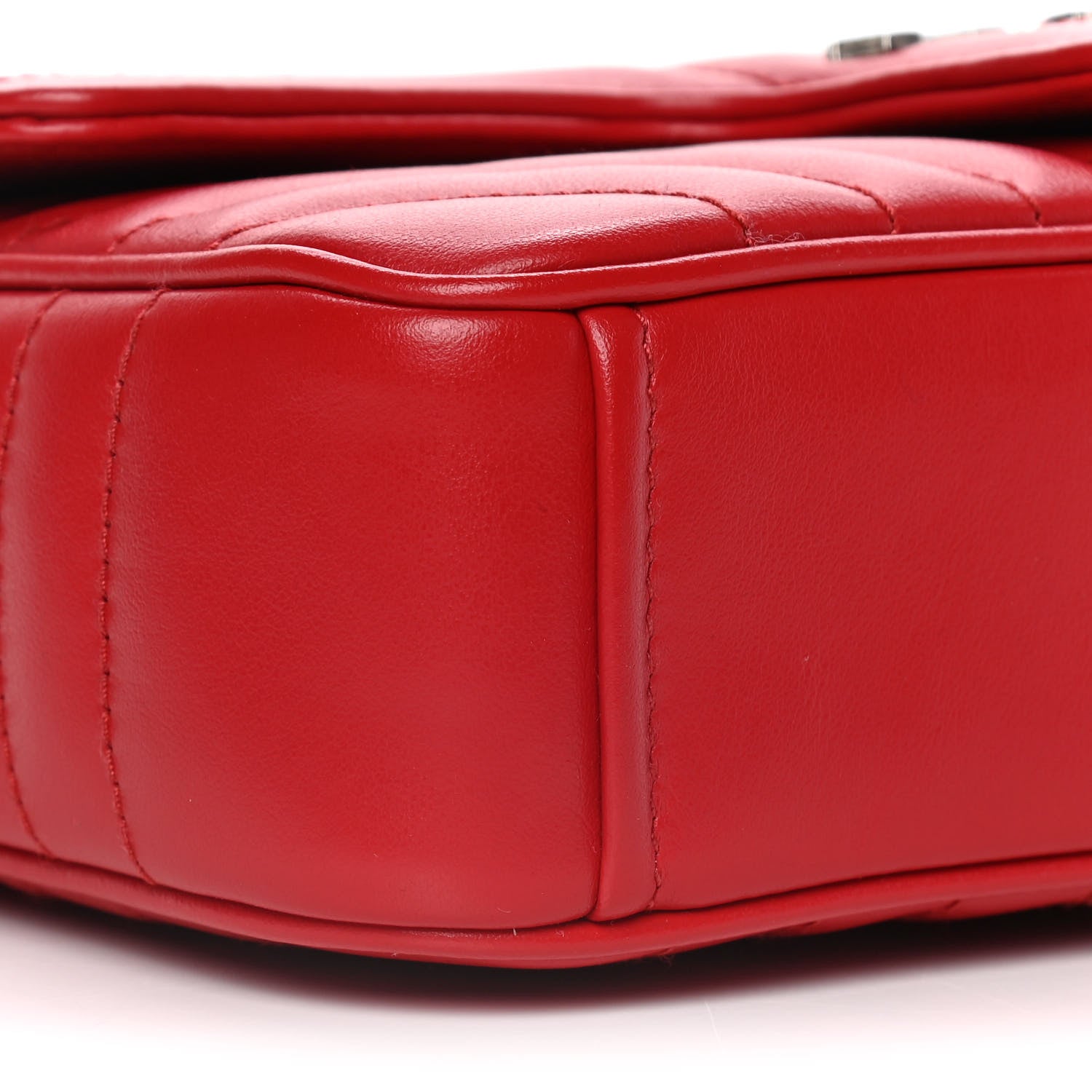 Prada Soft Calfskin Impunture Diagramme Small Chain Flap Shoulder Bag Fuoco 9 of 14