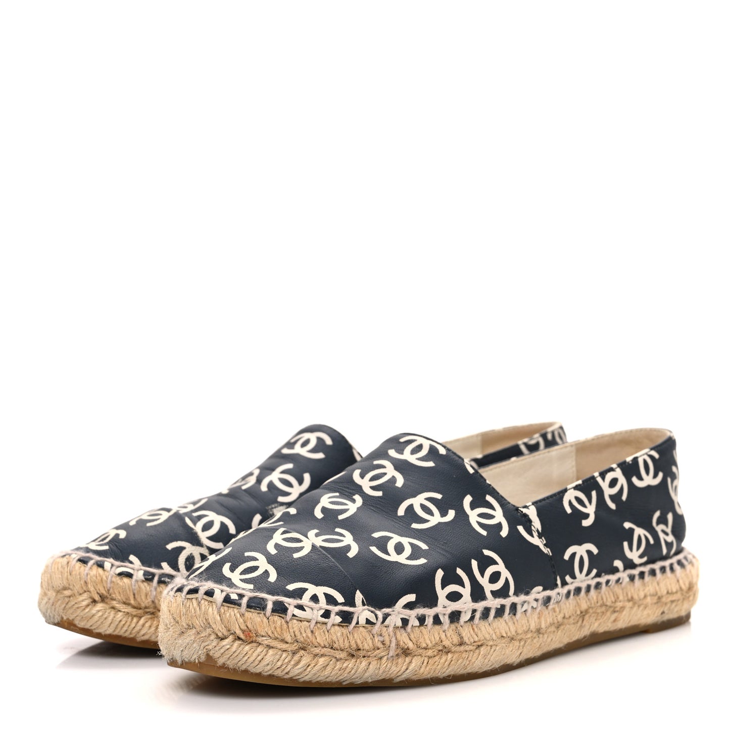Lambskin Printed CC Espadrilles 36 Black White