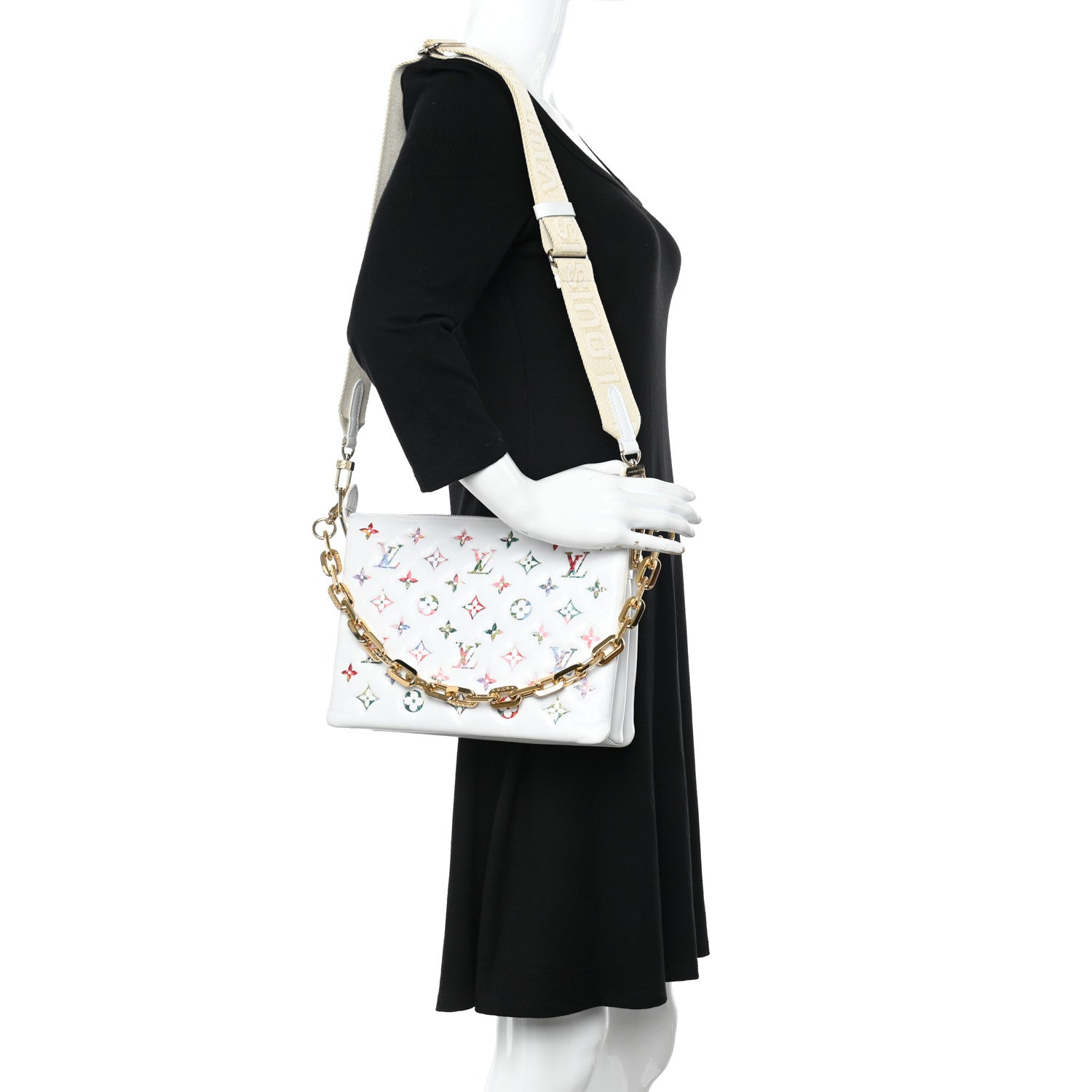 Louis Vuitton Lambskin Embossed Monogram LV Garden Coussin PM Cream 2 of 16