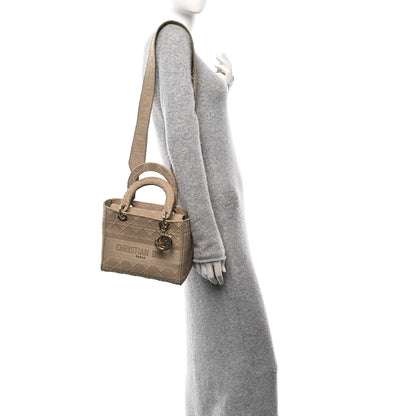 Christian Dior Canvas Embroidered Medium Lady D-Lite Beige 2 of 9