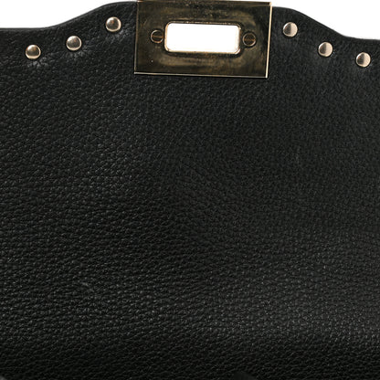 Valentino Garavani Pebbled Calfskin Medium Rockstud Flap Saddle Bag Black 11 of 11