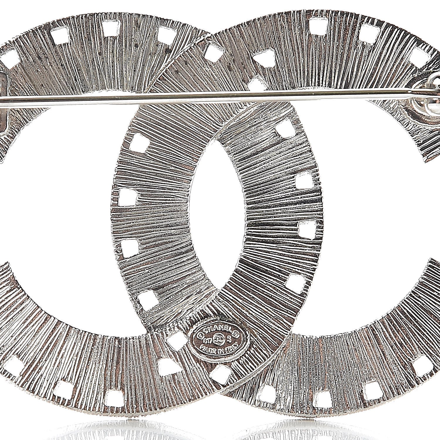 Chanel Baguette Crystal CC Brooch Silver Pink 4 of 5
