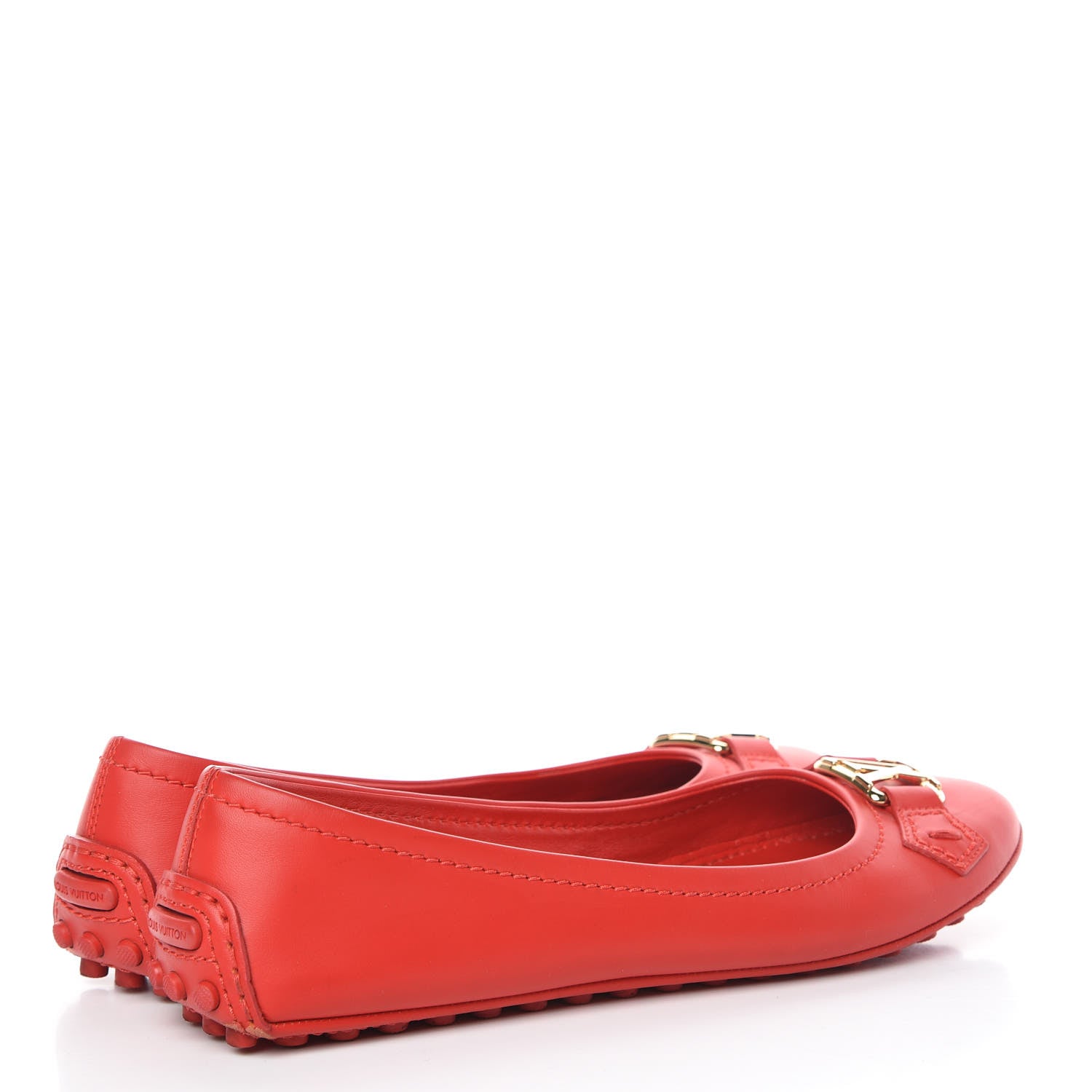 Louis Vuitton Calfskin Oxford Ballerina Flats 37 Red 4 of 16