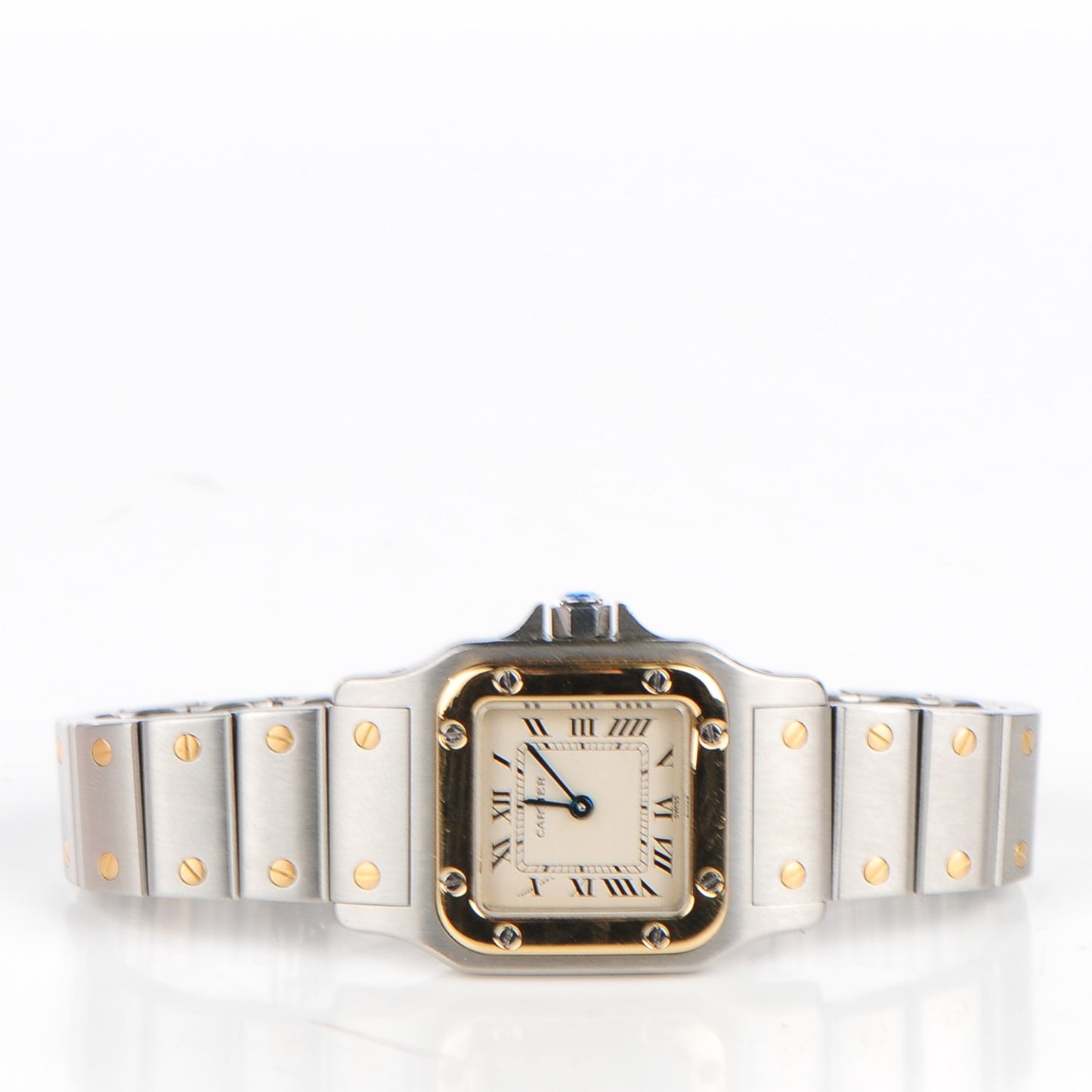 Stainless Steel 18K Yellow Gold 24mm Santos De Cartier Galbee Quartz Watch