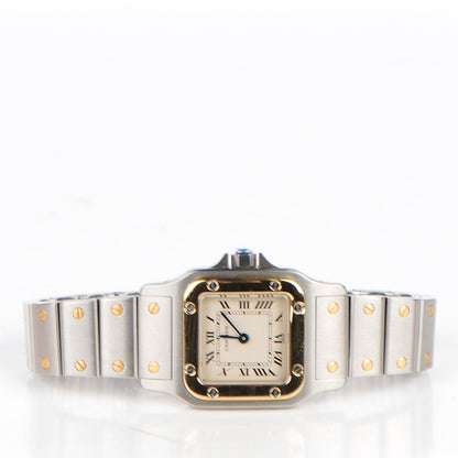 Cartier Stainless Steel 18K Yellow Gold 24mm Santos De Cartier Galbee Quartz Watch 3 of 8