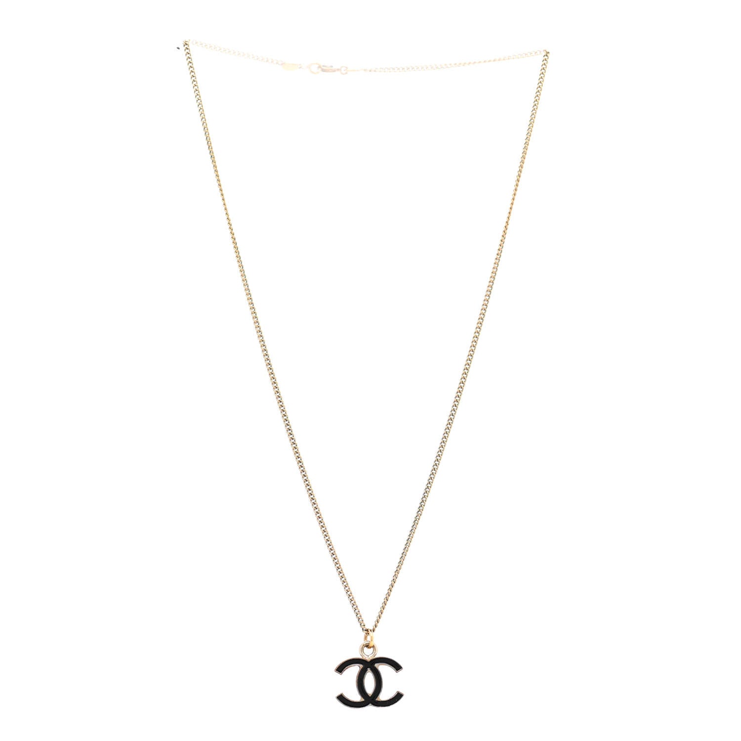 Chanel Metal Enamel CC Chain Necklace Gold Black 3 of 7