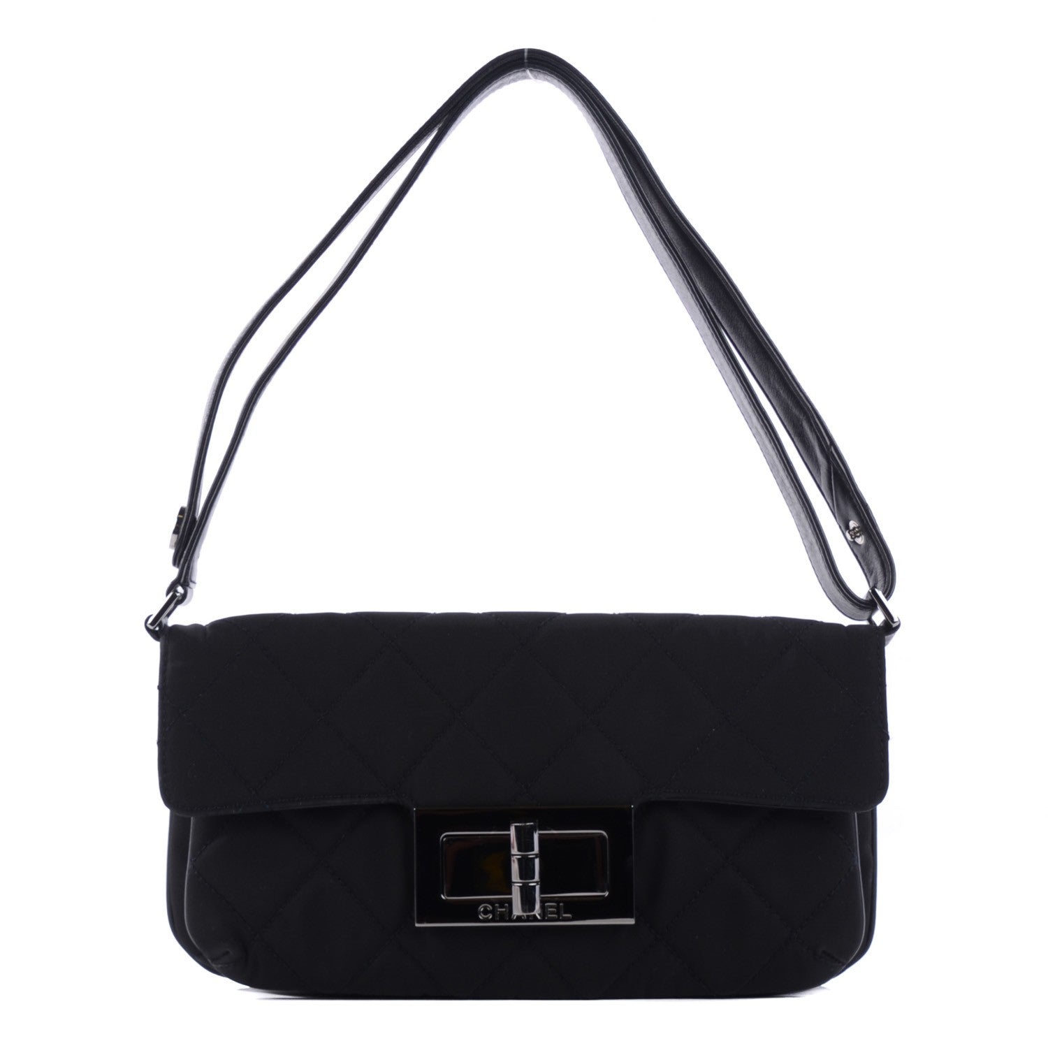 Chanel Nylon Quilted Mademoiselle Messenger Flap Bag Black 1 of 8