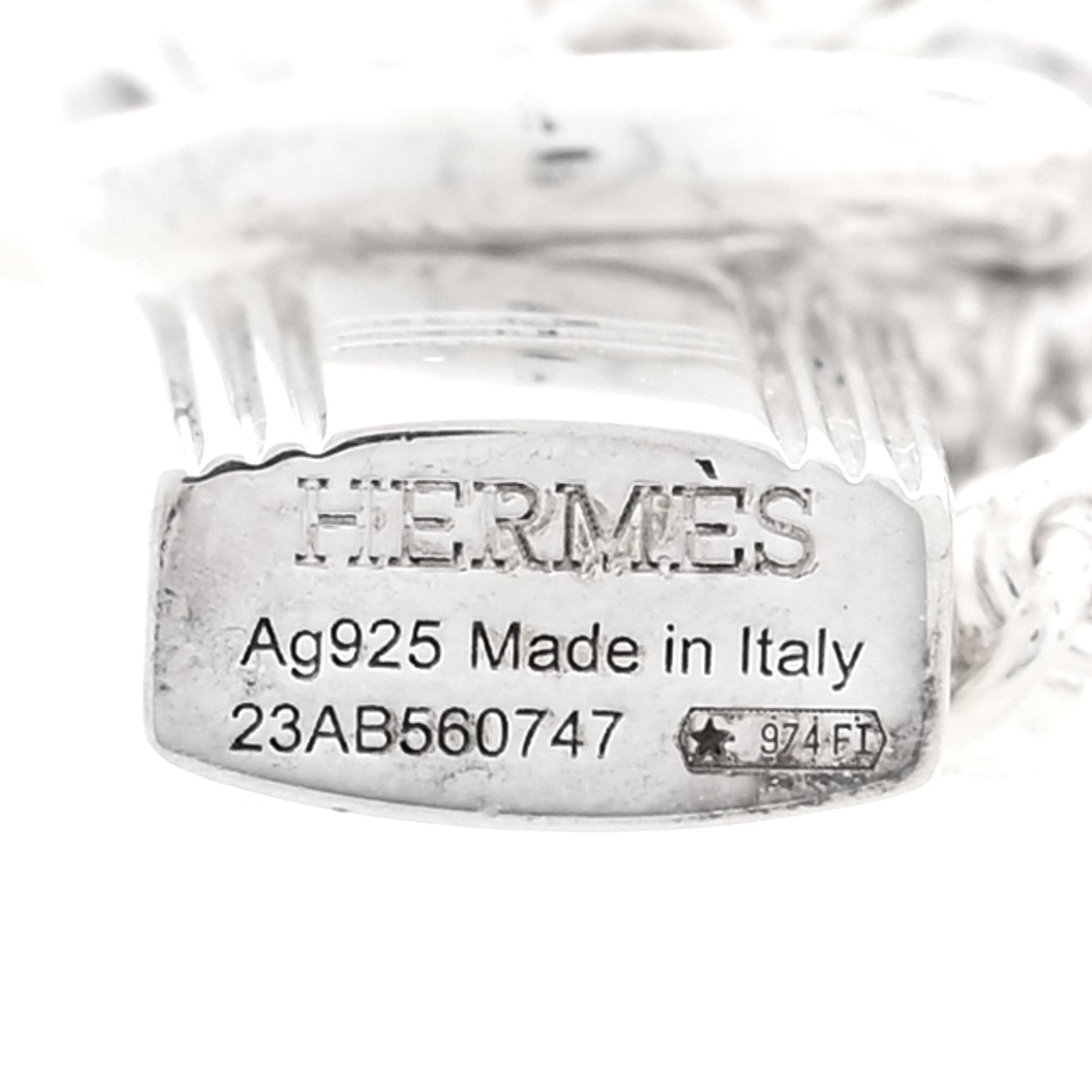 Hermes Sterling Silver Cadenas Kelly Lock Pendant Necklace 8 of 11