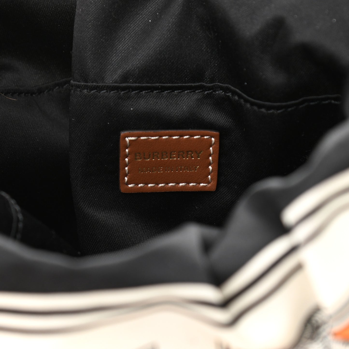Satin Mythical Alphabet Drawstring Pouch Orange Black White
