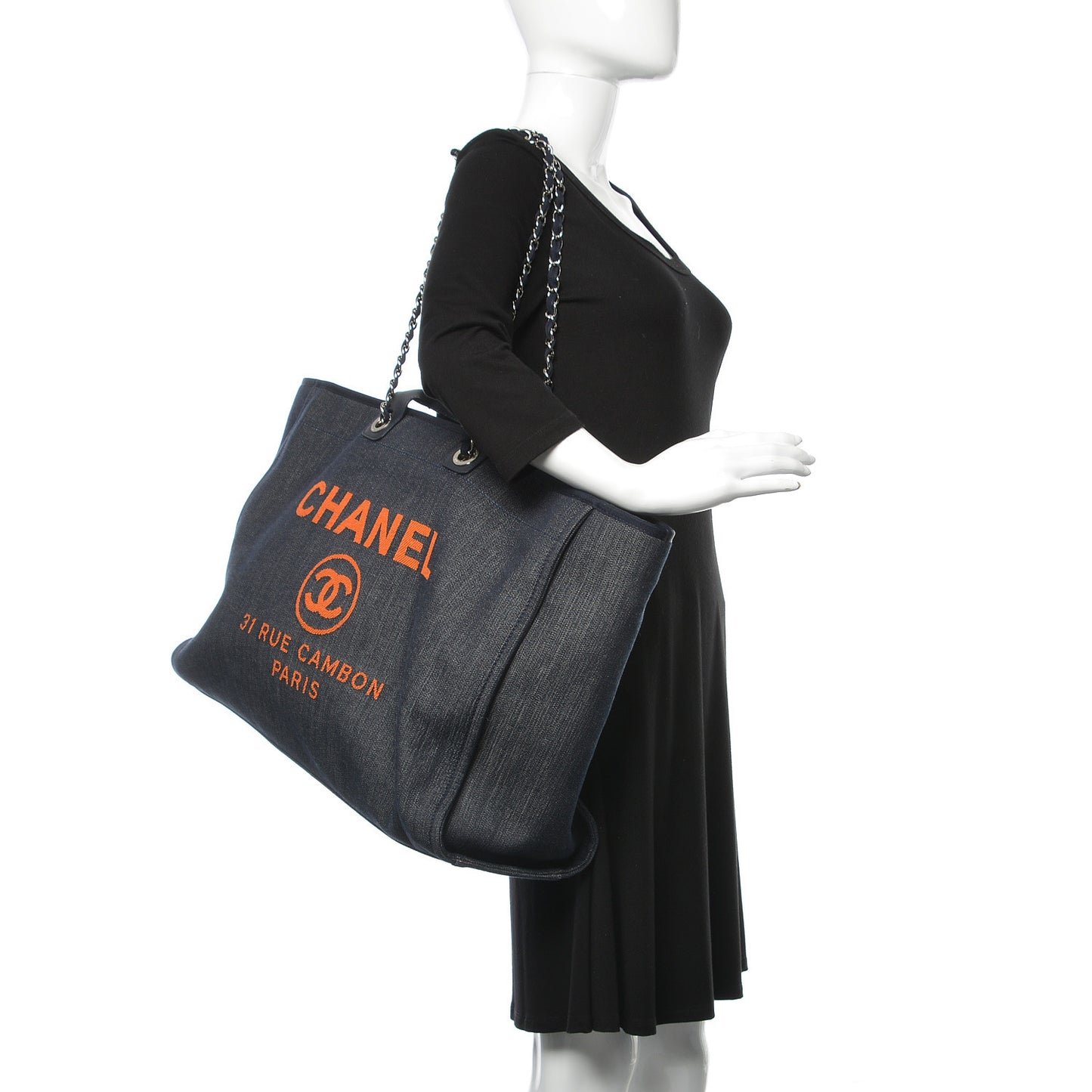 Canvas Large Deauville Tote Blue Orange