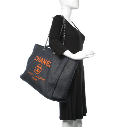 Chanel Canvas Large Deauville Tote Blue Orange 2 of 7