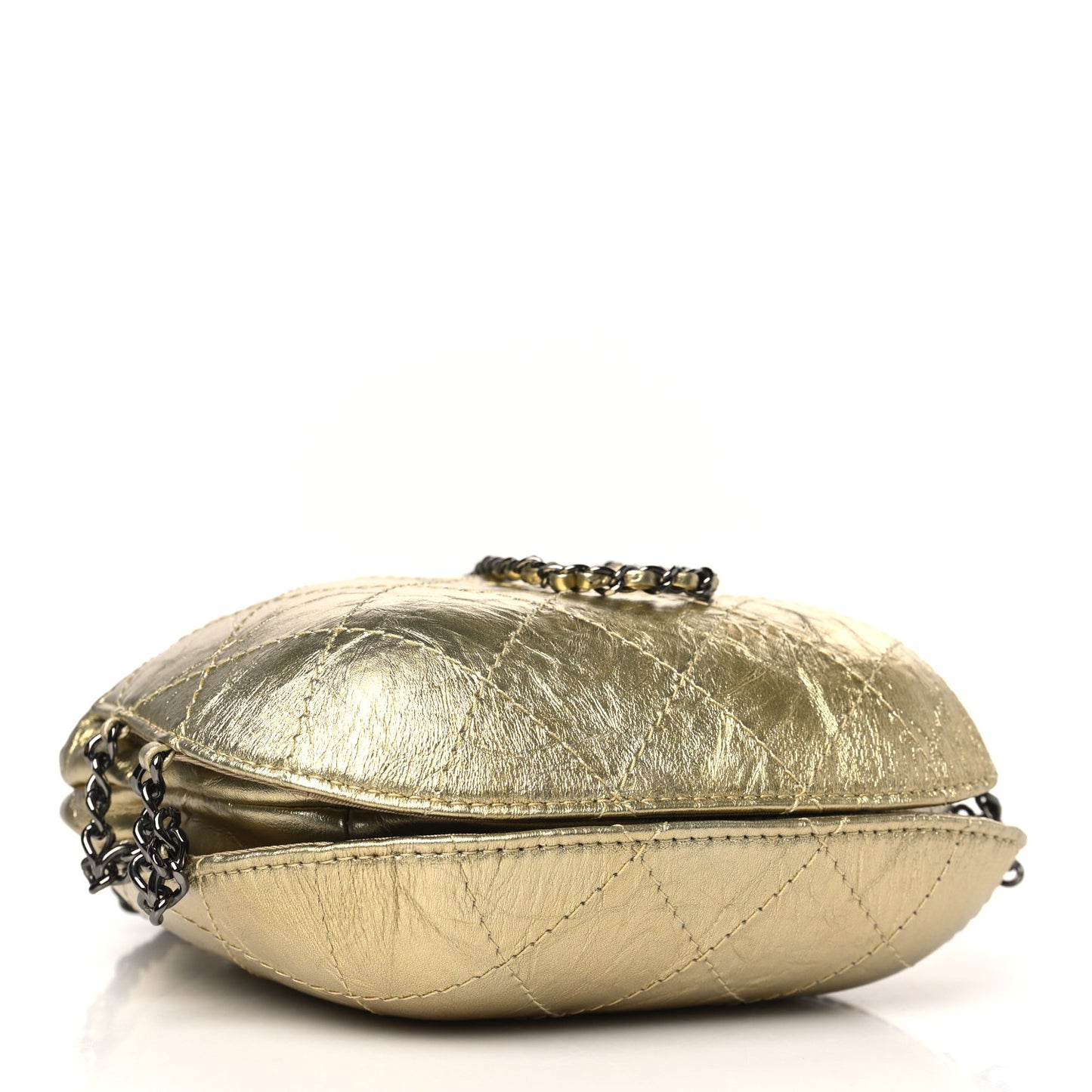 Metallic Aged Calfskin Quilted Small Gabrielle Bucket Gold