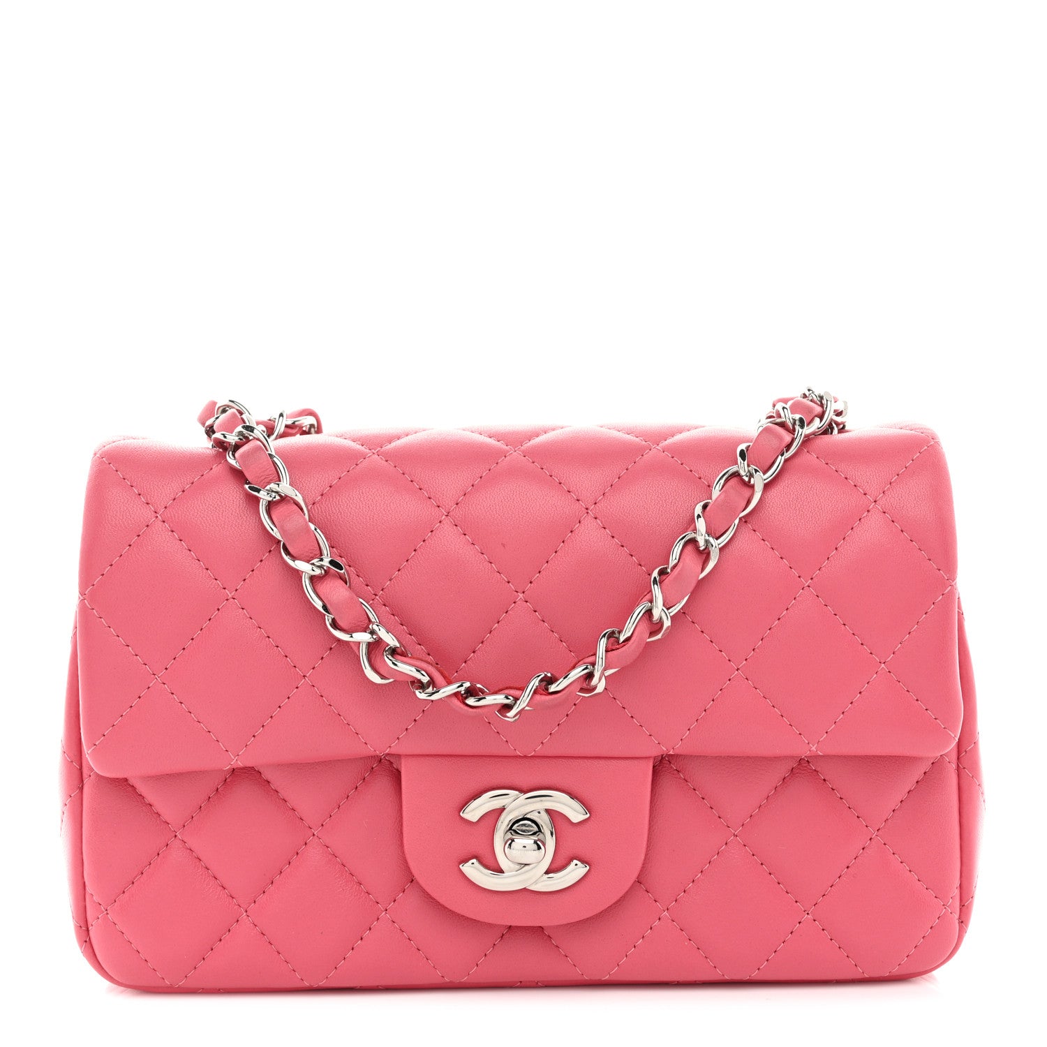Chanel Lambskin Quilted Mini Rectangular Flap Pink 1 of 10