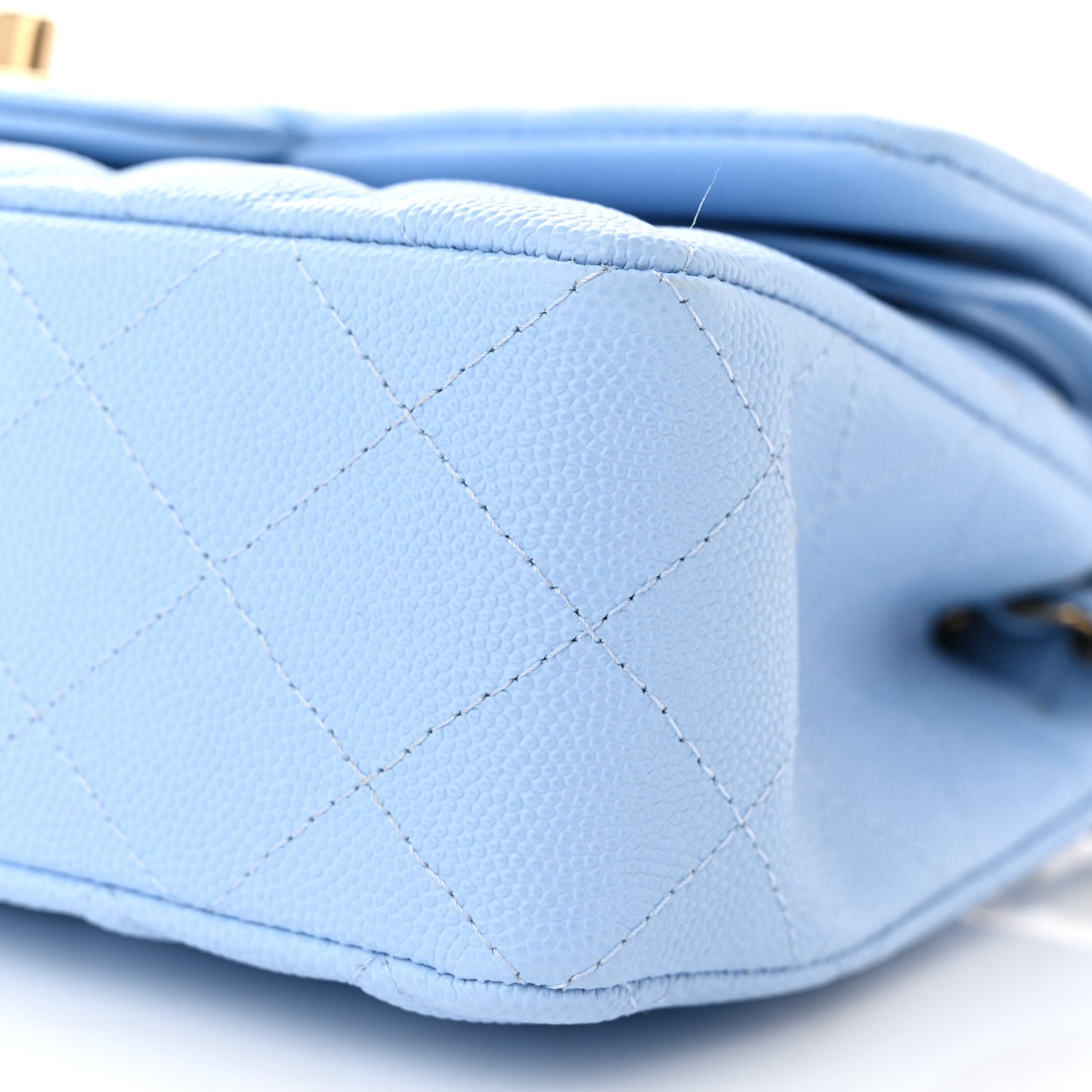 Caviar Quilted Small Double Flap Light Blue