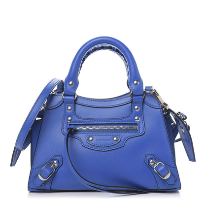Balenciaga Smooth Calfskin Neo Classic Silver Hardware Mini City Bleu 1 of 8