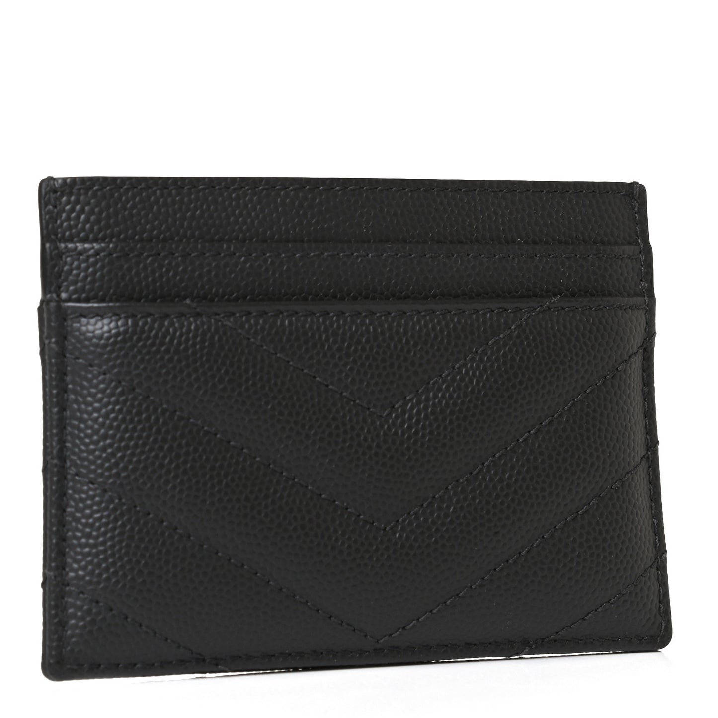 Grain De Poudre Matelasse Chevron Monogram Credit Card Case Black