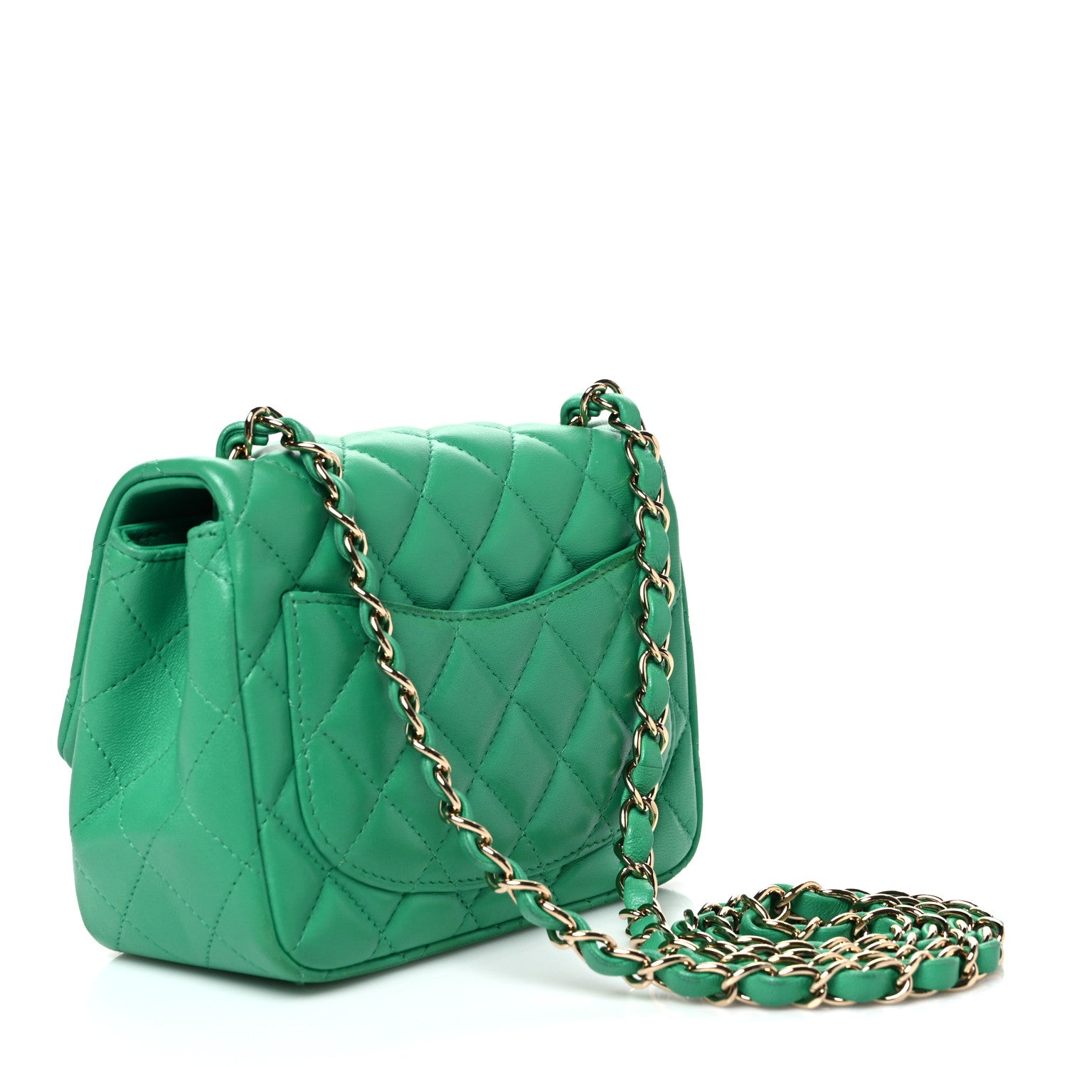 Chanel Lambskin Quilted Mini Square Flap Green 3 of 10