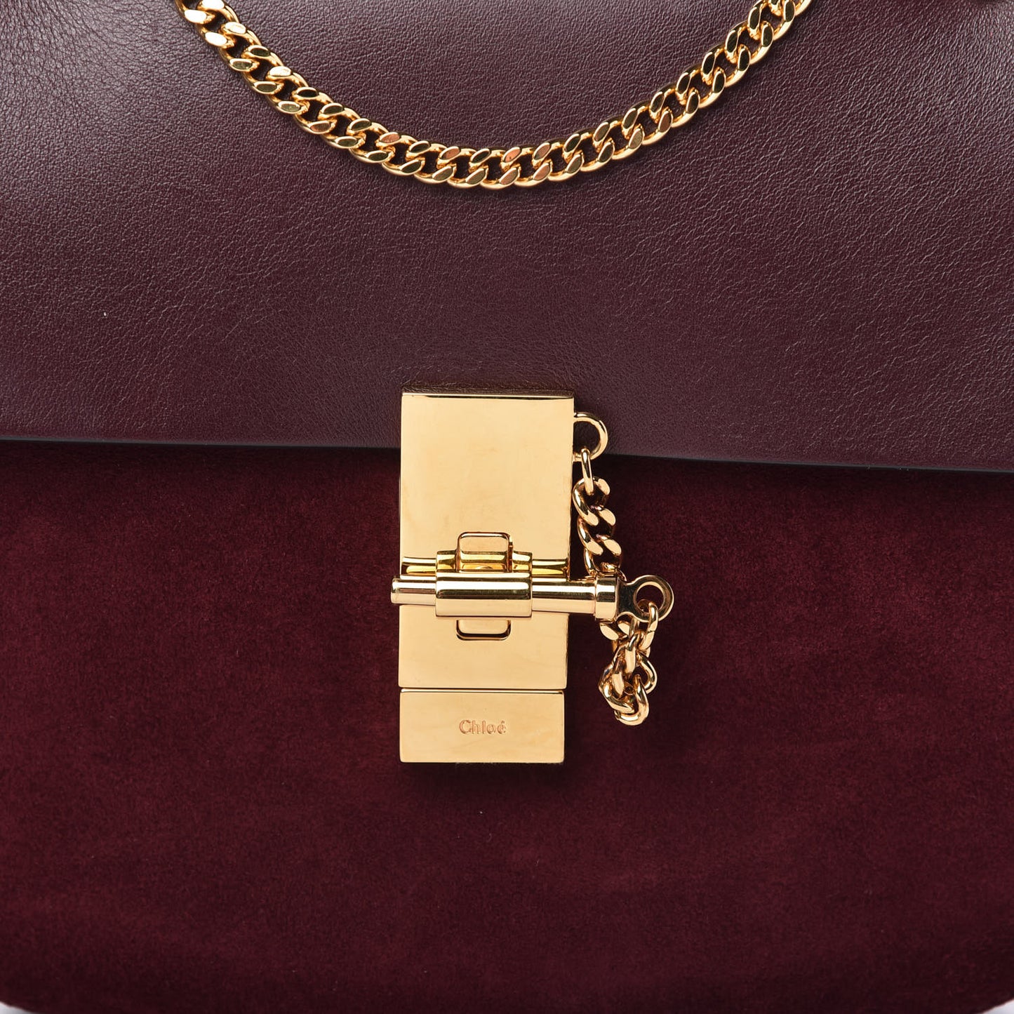 Suede Smooth Calfskin Drew Shoulder Bag Dark Purple