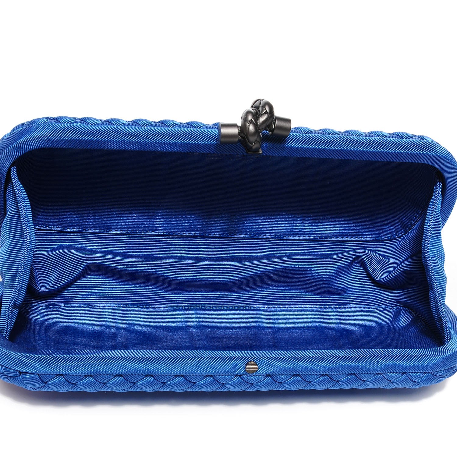 Bottega Veneta Silk Faille Intrecciato Knot Clutch Blue 5 of 7