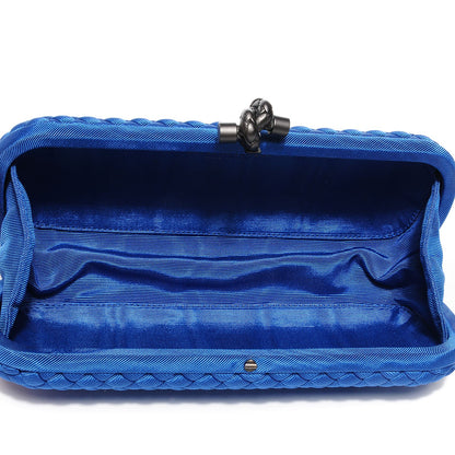 Bottega Veneta Silk Faille Intrecciato Knot Clutch Blue 5 of 7