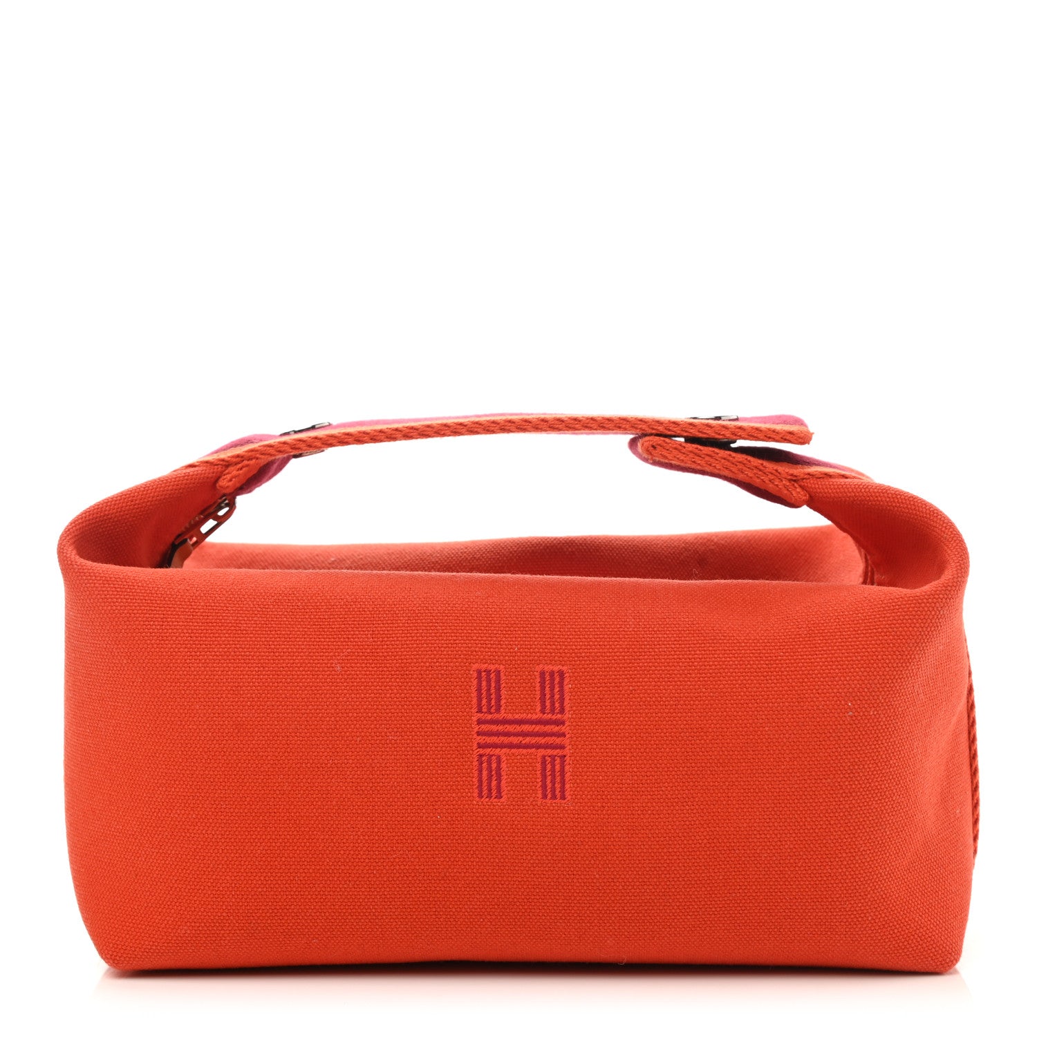 Hermes Canvas Small Bride-A-Brac Pouch Orange Burgundy 1 of 8