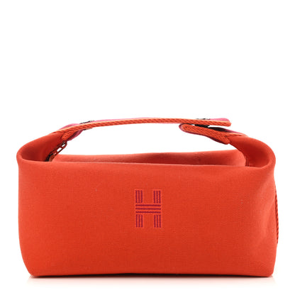 Hermes Canvas Small Bride-A-Brac Pouch Orange Burgundy 1 of 8