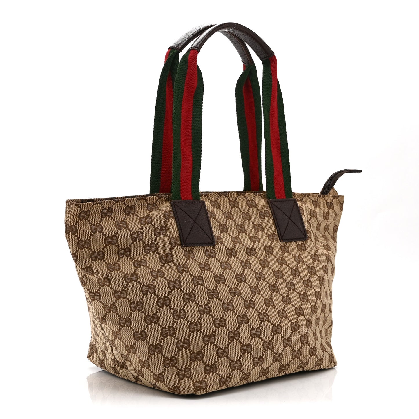 GG Monogram Medium Web Handle Bucket Tote Dark Brown