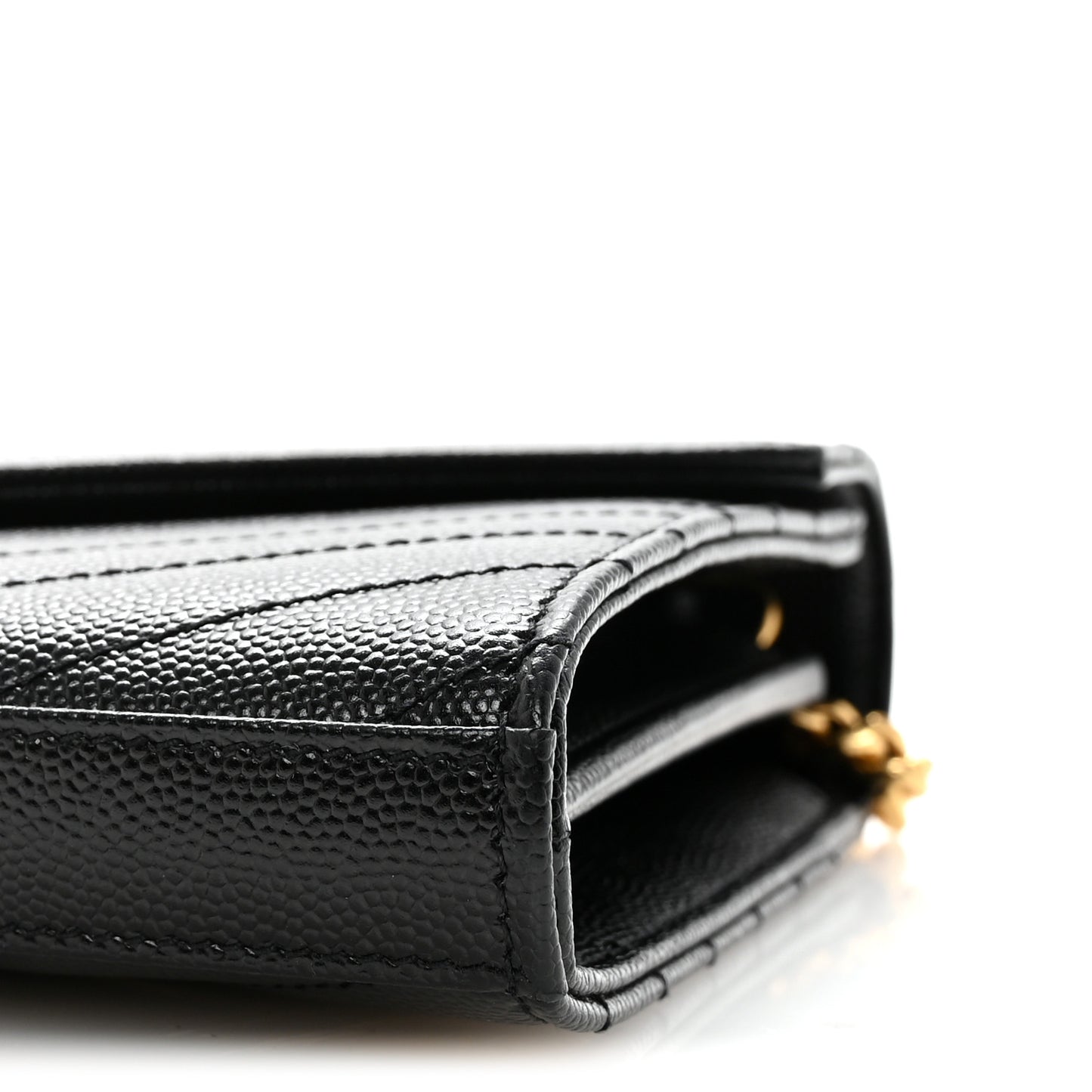 Grain De Poudre Matelasse Chevron Monogram Chain Wallet Black