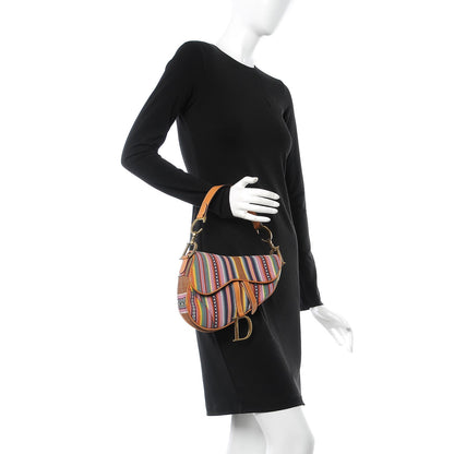 Christian Dior Canvas Striped Saddle Bag Multicolor 2 of 8