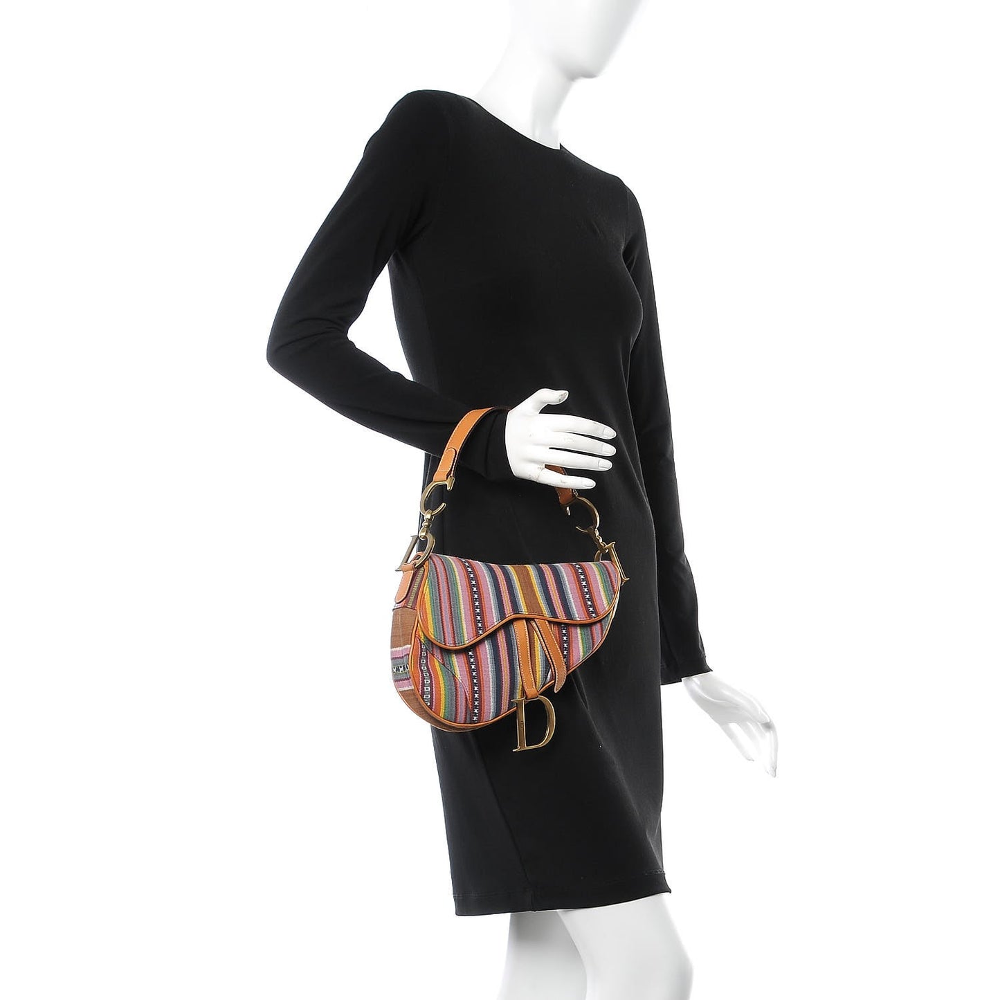 Canvas Striped Saddle Bag Multicolor
