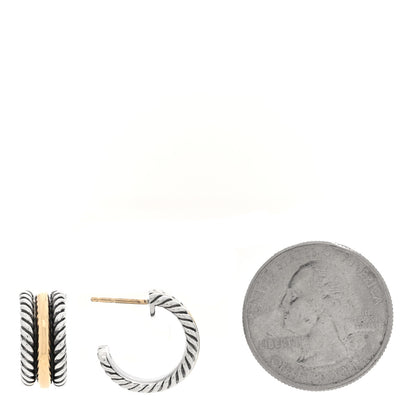David Yurman Sterling Silver 14K Yellow Gold 15.6mm Cable Classics Hoop Earrings 2 of 4